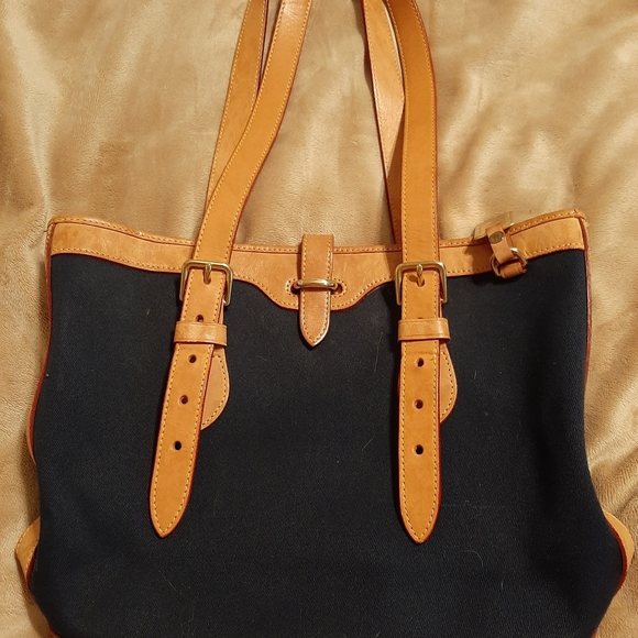 Dooney& Bourke blue canvas and leather bag. - Picture 3 of 5